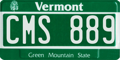 VT license plate CMS889