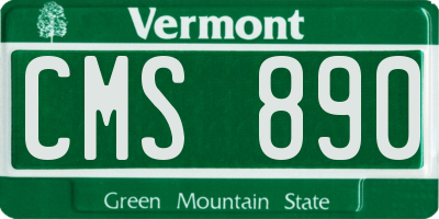VT license plate CMS890