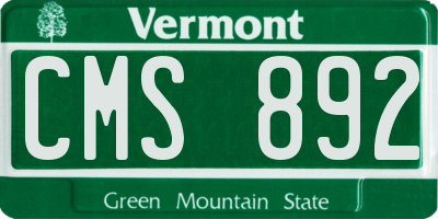 VT license plate CMS892