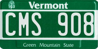 VT license plate CMS908