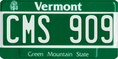 VT license plate CMS909