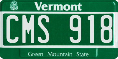 VT license plate CMS918