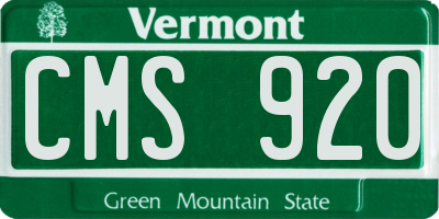 VT license plate CMS920