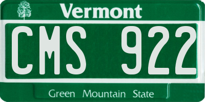 VT license plate CMS922