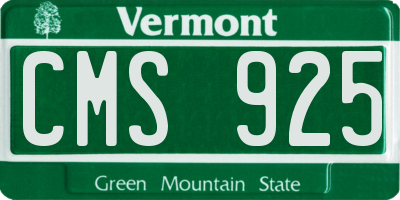 VT license plate CMS925