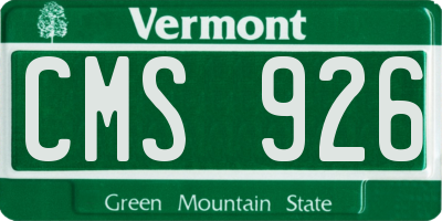 VT license plate CMS926