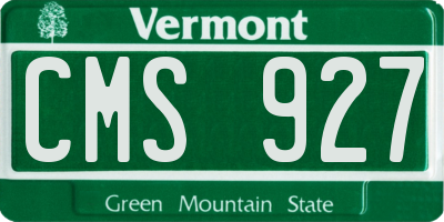 VT license plate CMS927