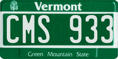 VT license plate CMS933