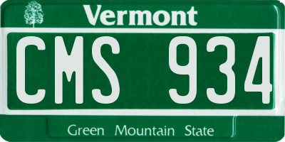 VT license plate CMS934