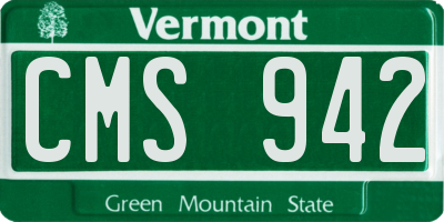 VT license plate CMS942