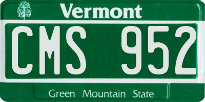 VT license plate CMS952