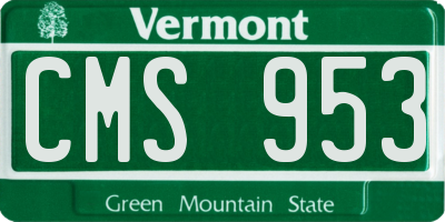 VT license plate CMS953