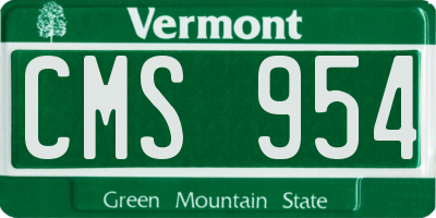 VT license plate CMS954