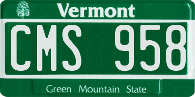 VT license plate CMS958