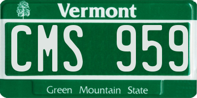VT license plate CMS959