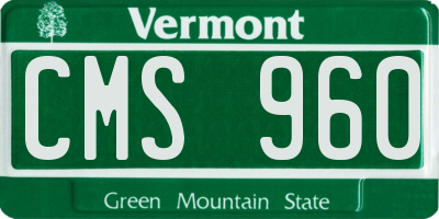VT license plate CMS960