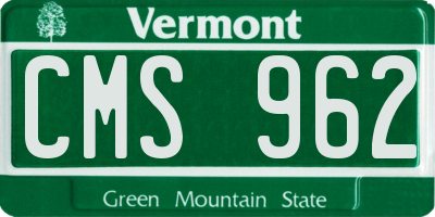 VT license plate CMS962