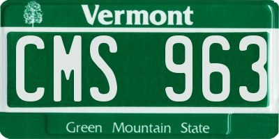 VT license plate CMS963