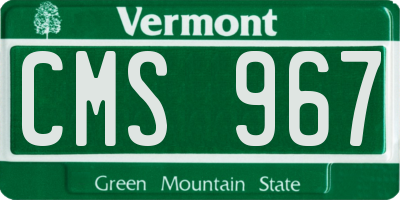 VT license plate CMS967