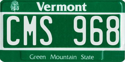 VT license plate CMS968