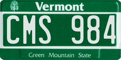 VT license plate CMS984