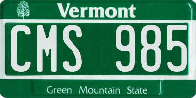 VT license plate CMS985
