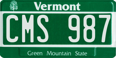 VT license plate CMS987