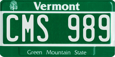 VT license plate CMS989