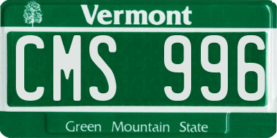 VT license plate CMS996