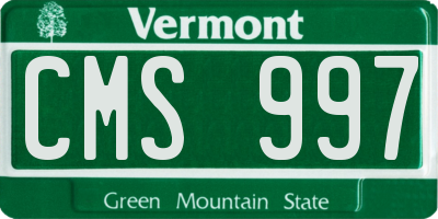 VT license plate CMS997