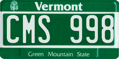 VT license plate CMS998