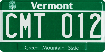 VT license plate CMT012