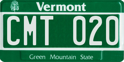 VT license plate CMT020