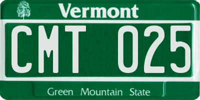 VT license plate CMT025