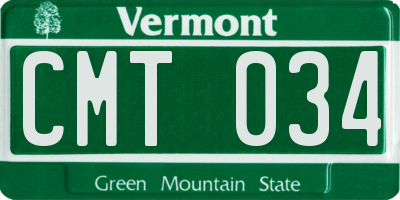 VT license plate CMT034