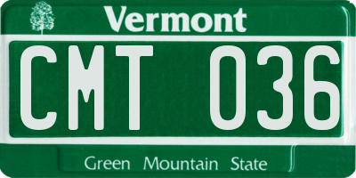 VT license plate CMT036