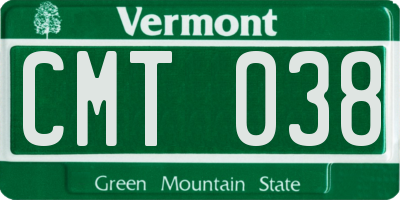 VT license plate CMT038