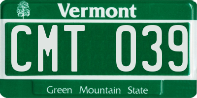 VT license plate CMT039