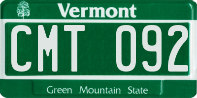 VT license plate CMT092