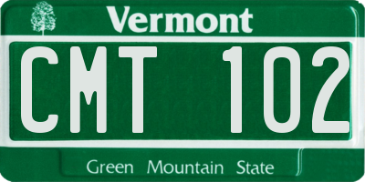 VT license plate CMT102