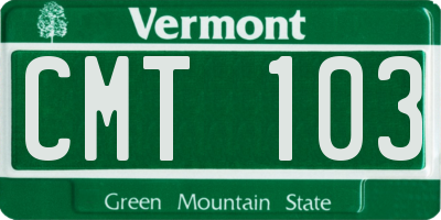 VT license plate CMT103