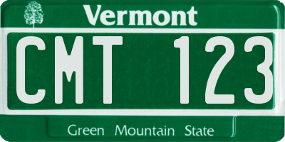 VT license plate CMT123