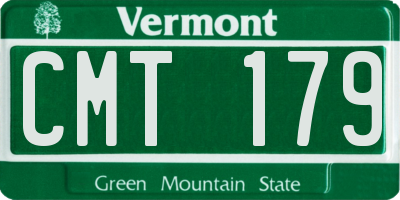 VT license plate CMT179