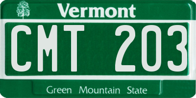 VT license plate CMT203