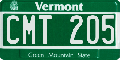 VT license plate CMT205