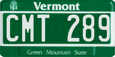 VT license plate CMT289