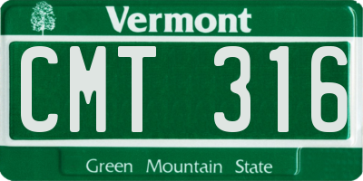 VT license plate CMT316