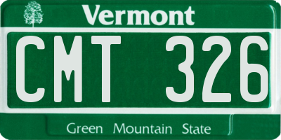 VT license plate CMT326