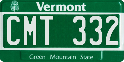 VT license plate CMT332