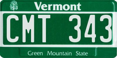 VT license plate CMT343